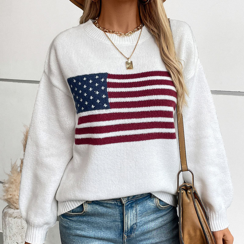 Wanita sweater pullover bendera Amerika