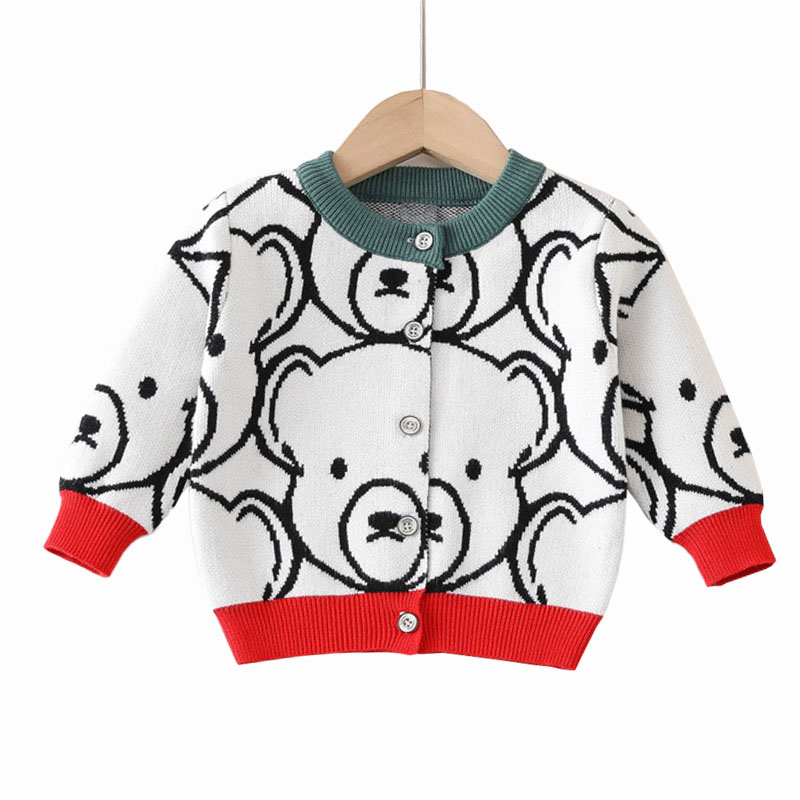 Kartun beruang baju lengan panjang cardigan kanak -kanak