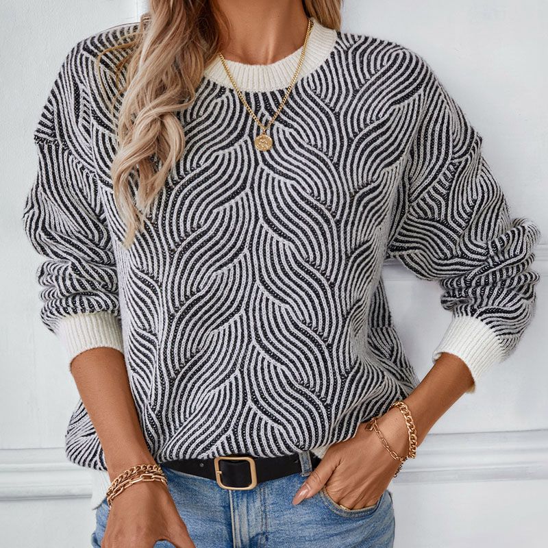 Pullover leher krew longgar sweater rajutan