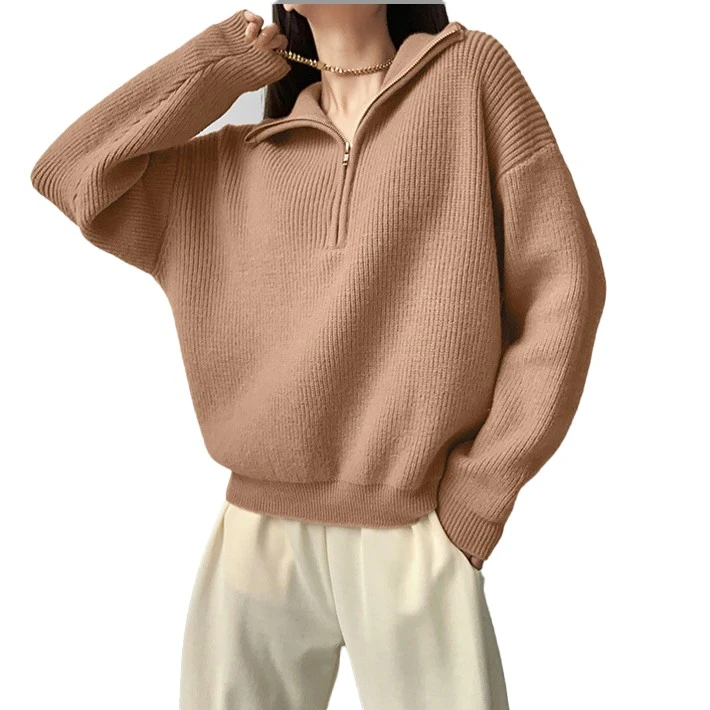 Sweater wanita separuh zip