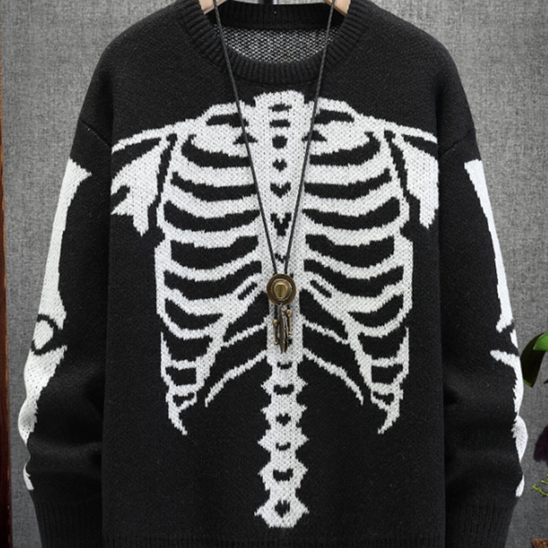 Sweater Tengkorak Leher Krew Halloween Skulls