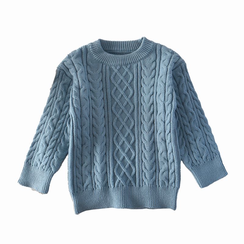 Sweater Kanak -kanak Jacquard Crewneck Knitted