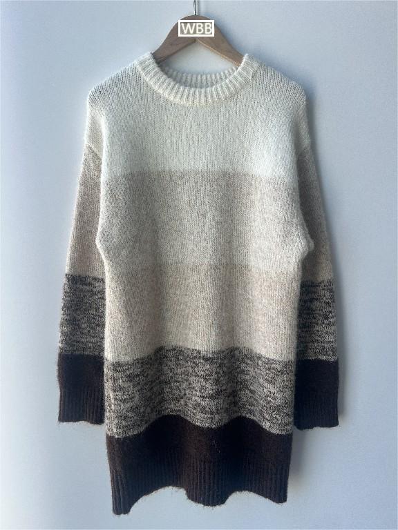Wanita sweater bersatu jalur kapas panjang