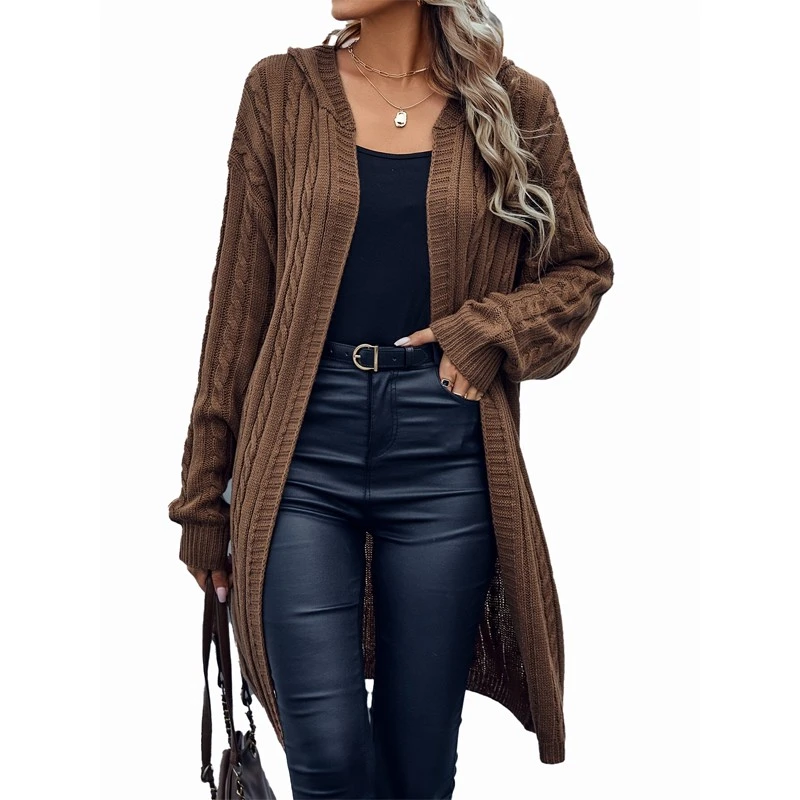 Wanita sweater hoodie kardigan panjang