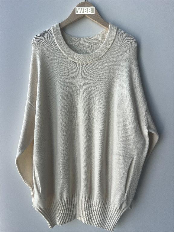 Sweater Knit Knit Cotton Crew Wanita